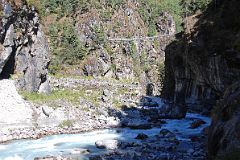Lukla To Namche Bazaar 22 Suspension Bridge High Above Dudh Kosi Before Climb To Namche Bazaar